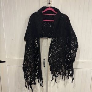 Tait & Style of Scotland : vintage, Black, wool crochet, Women's Scarf/shawl